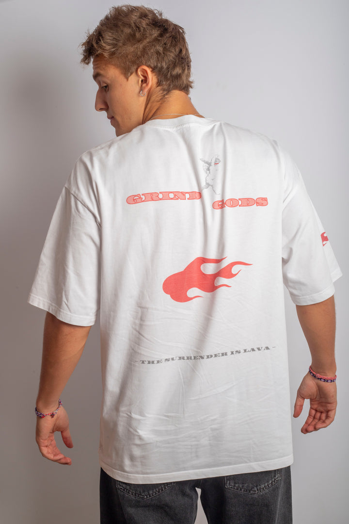 FIRE WHITE BOXY TEE