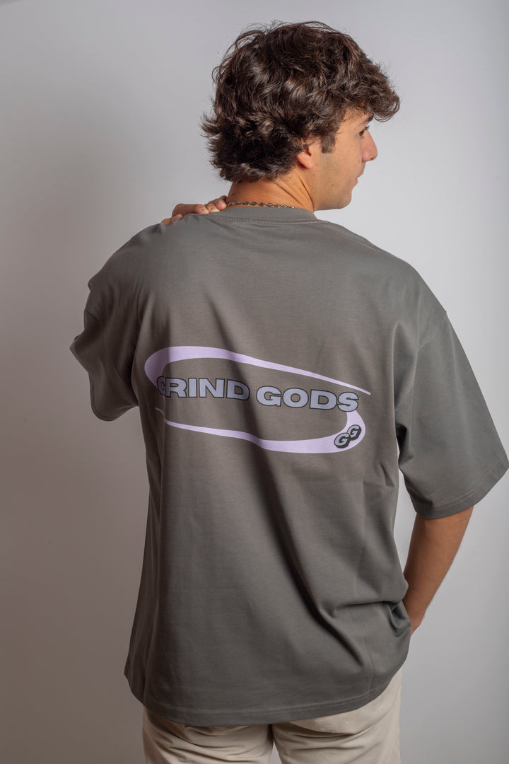 PURPLE & SMOKY GRAY BOXY TEE