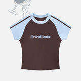 Mocha 69 Raglan Top - Coffee with Blue
